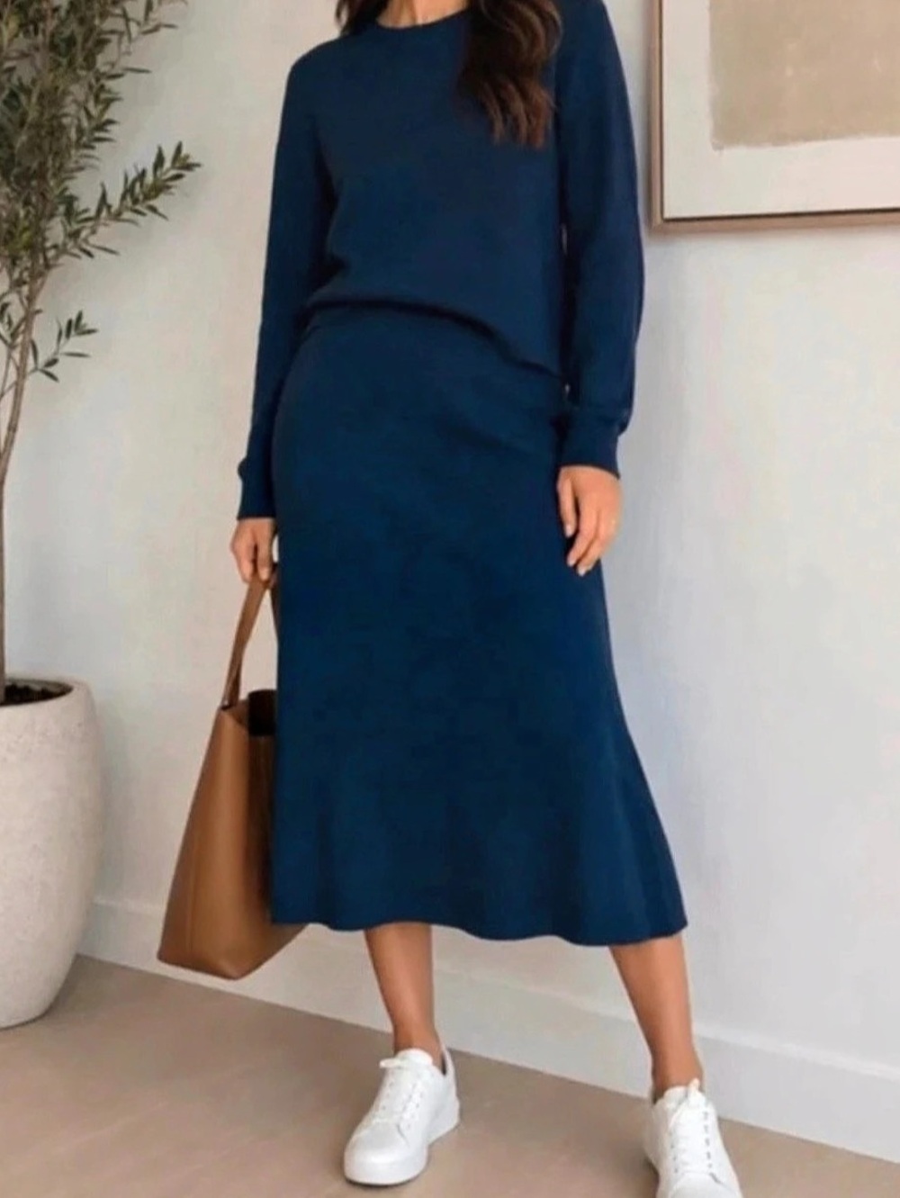 Women's Blue Midi Long Sleeve Dress Like New size S